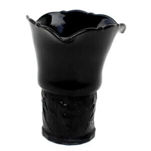 Vintage LE Smith Black Amethyst Dancing Nymphs Tri-Corner Vase Depression Glass
